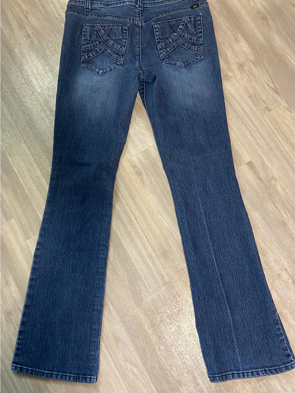 VTG Lei Ashley Bootcut Jeans Blue Denim Faded Low Rise Stretch Short Junior's 9
